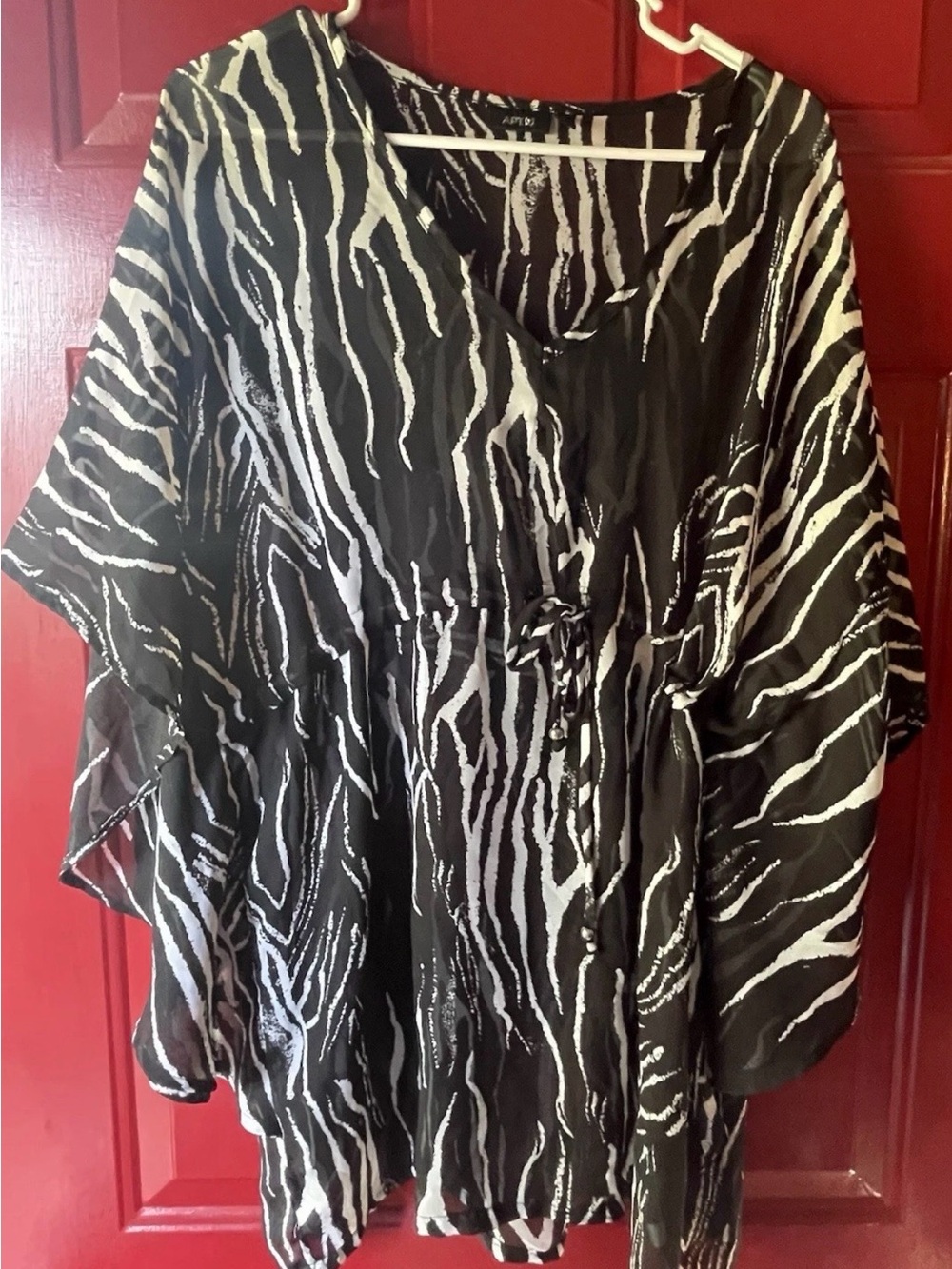 Apt. 9 Black and White Zebra-Print cover up